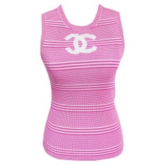 Canotta Chanel in maglia a righe rosa - Collezione 19C