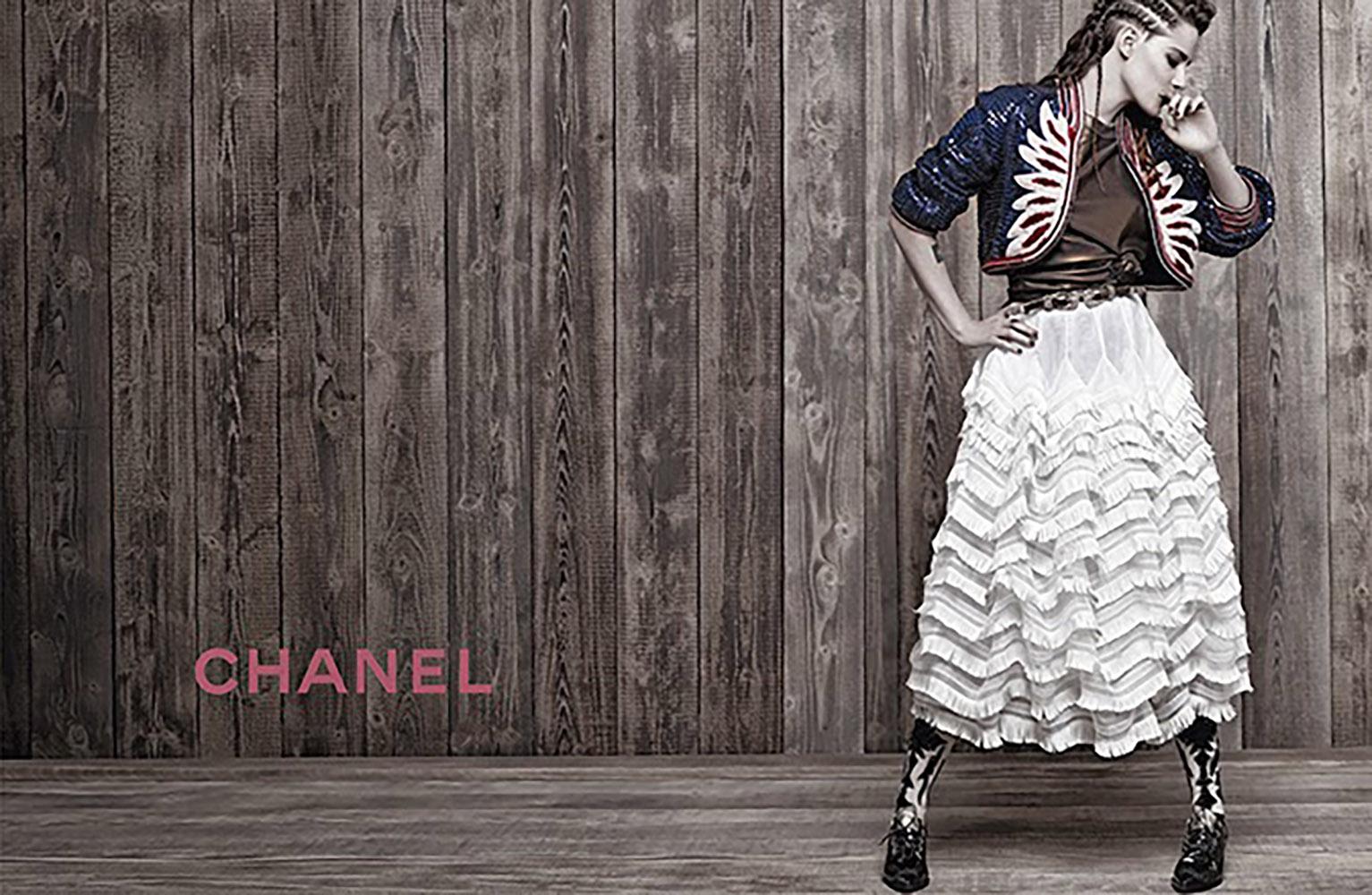 Rare, collectors Chanel jacket from Ad Campaign of fabulous Paris / DALLAS Collection by Karl Lagerfeld. As seen on Kristen Stewart in Chanel Adverts around the word. 
Size mark 38 FR. kept unworn.
- hand-embellished with multilayers of littlest