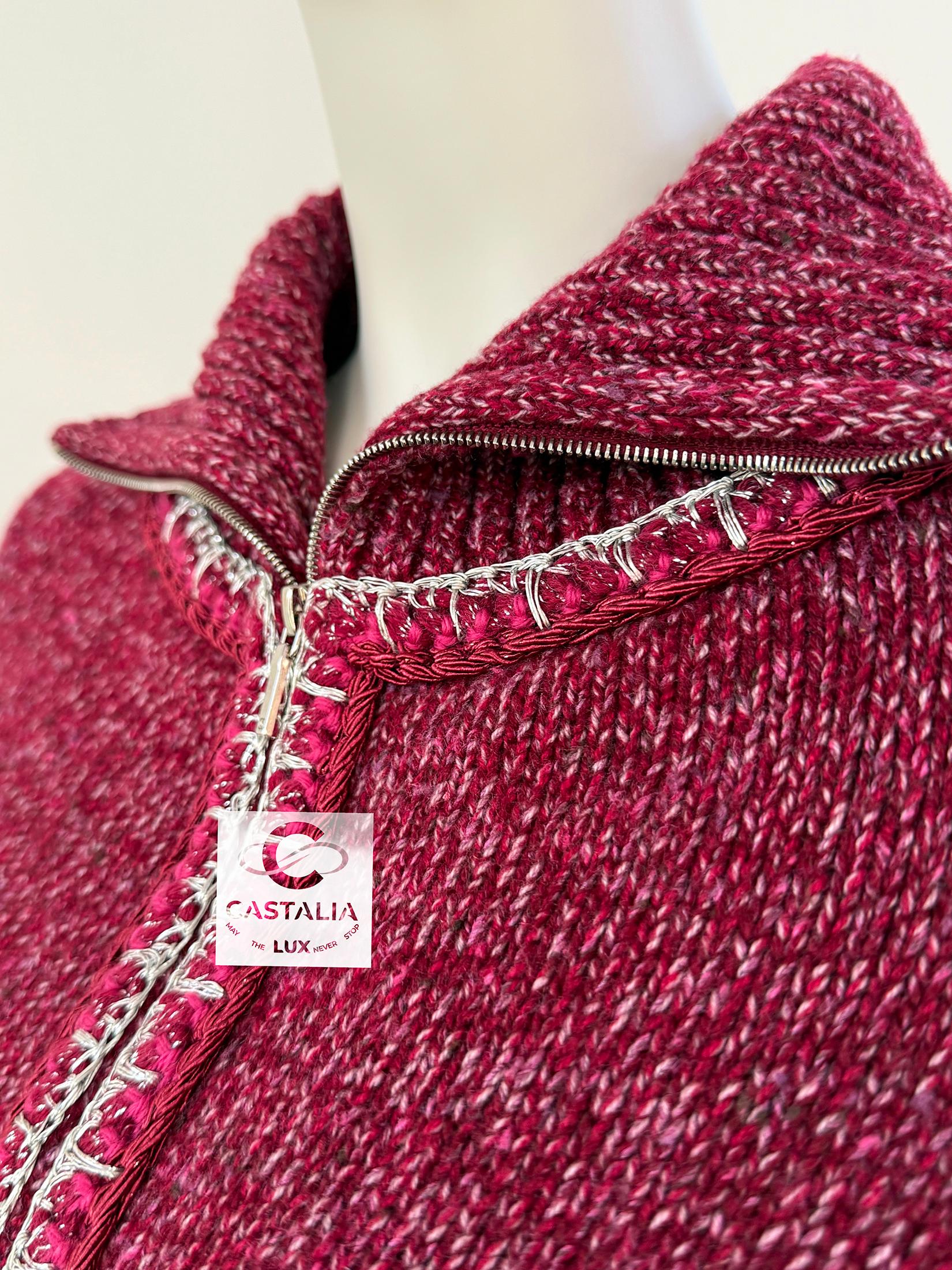 Chanel Kristen Stewart Style Burgundy Cashmere Jacket 34 FR 5