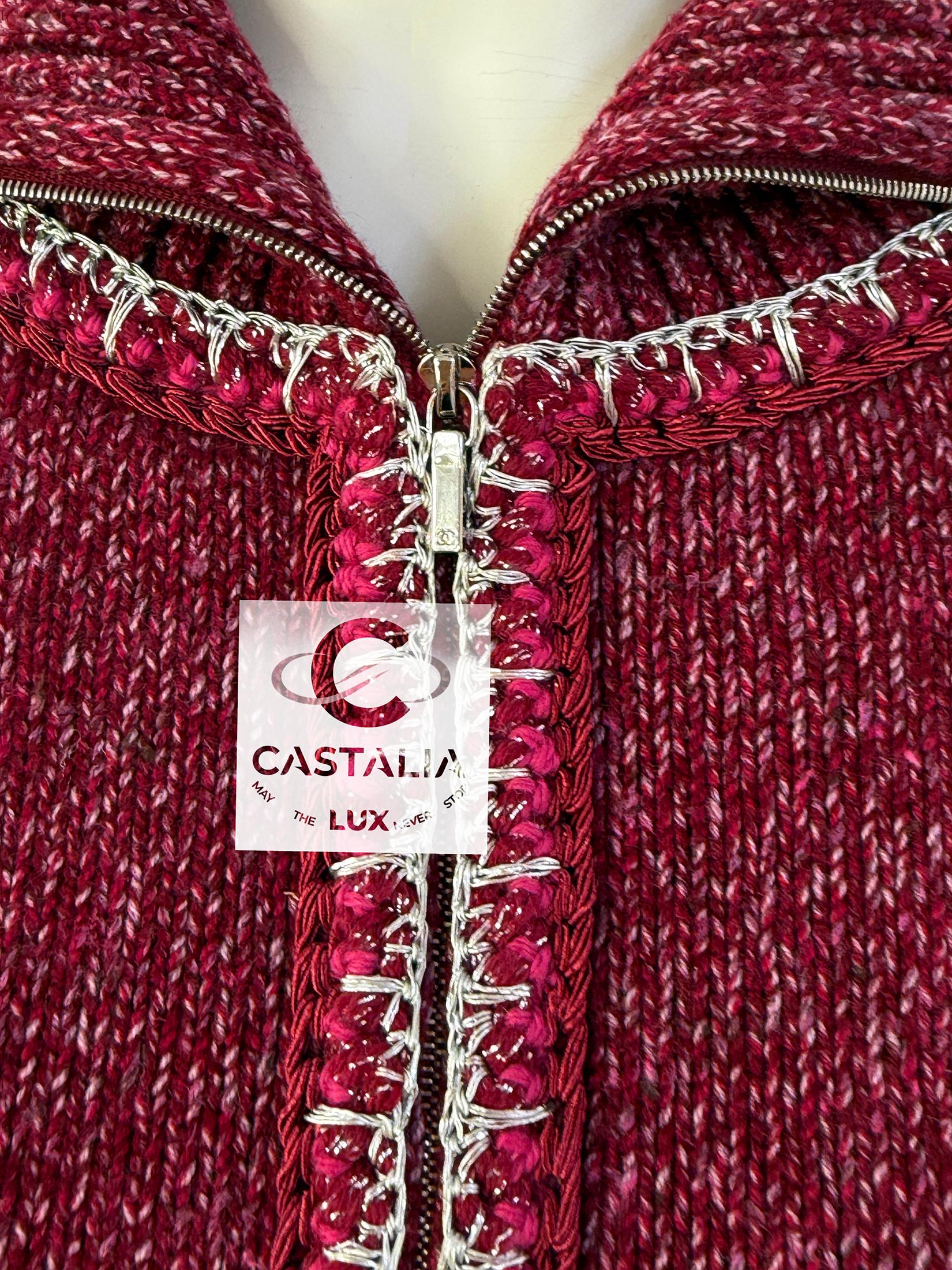Chanel Kristen Stewart Style Burgundy Cashmere Jacket 34 FR 6