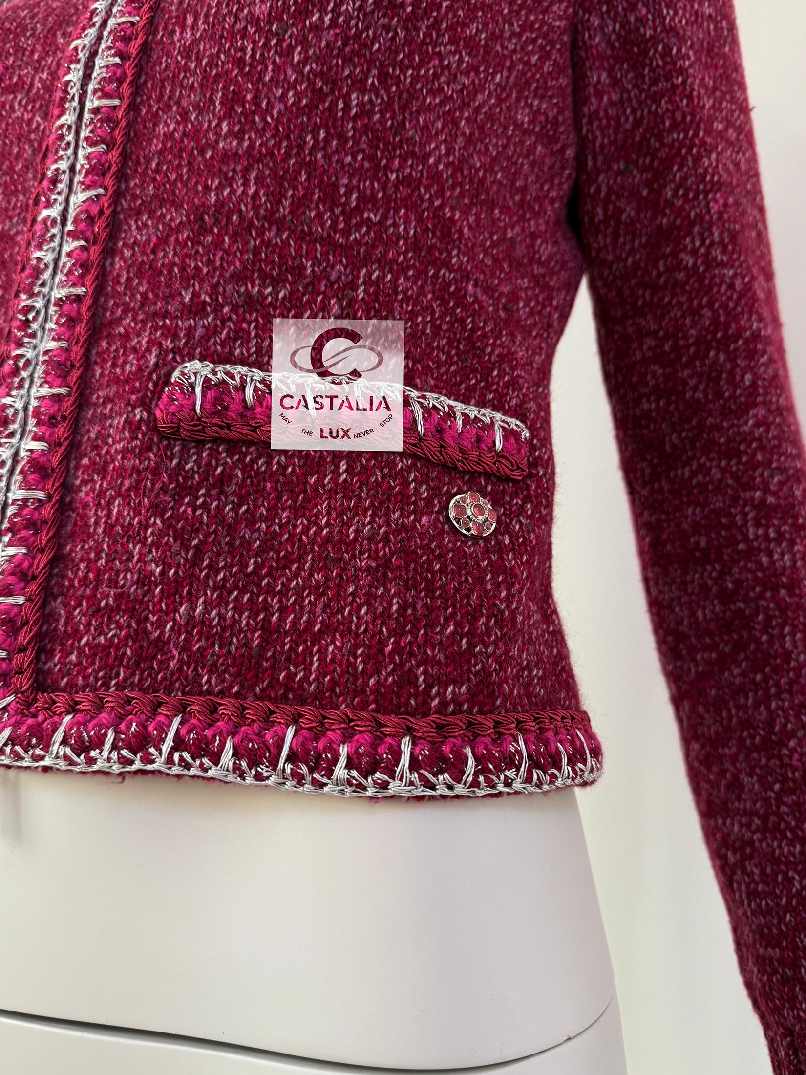 Chanel Kristen Stewart Style Burgundy Cashmere Jacket 34 FR 7