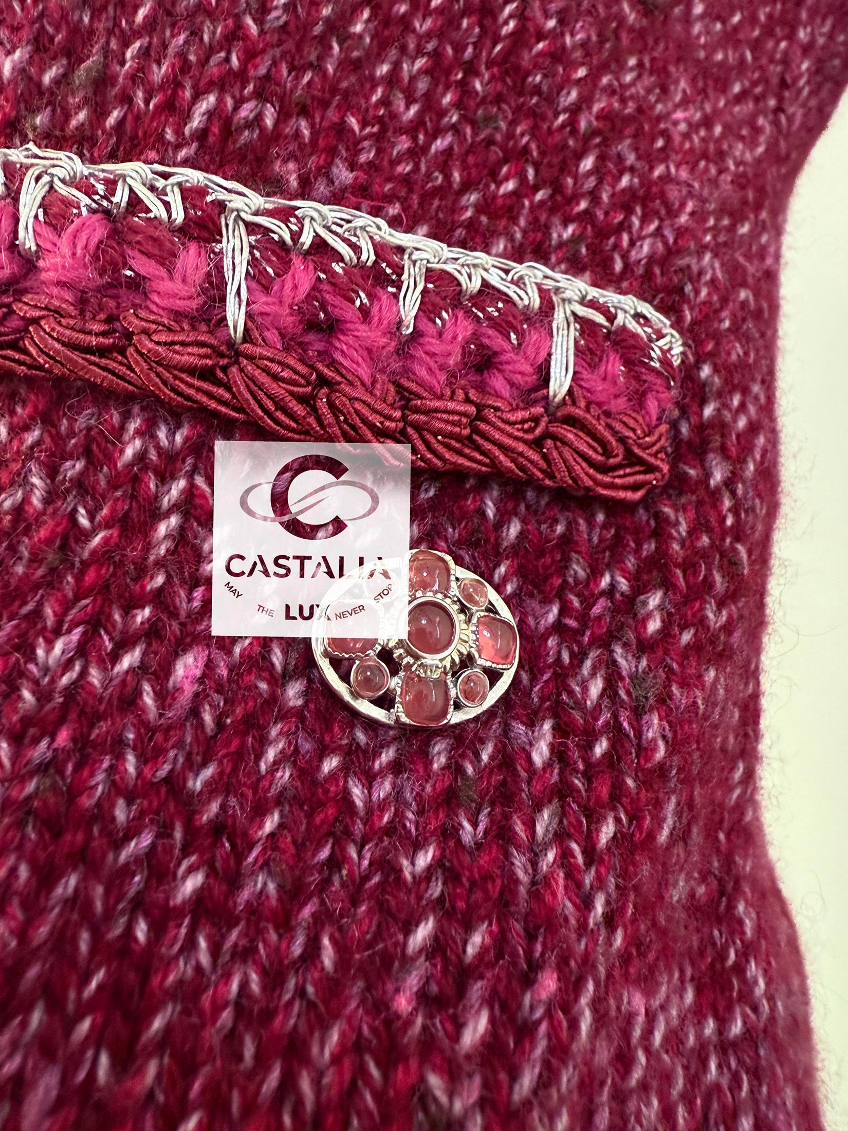 Chanel Kristen Stewart Style Burgundy Cashmere Jacket 34 FR 8