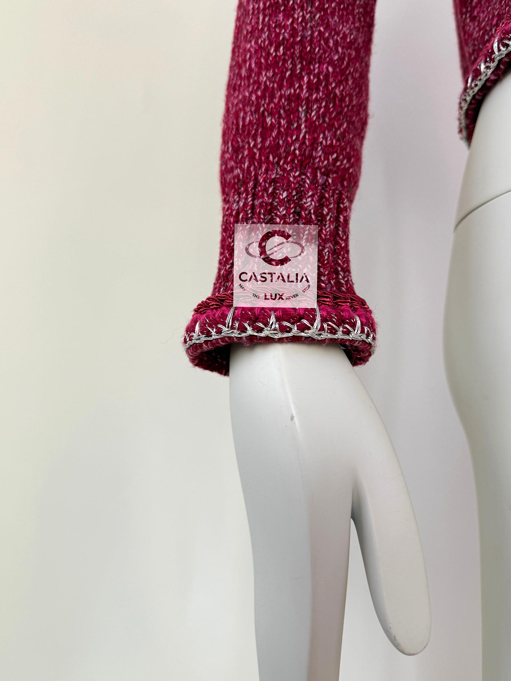 Chanel Kristen Stewart Style Burgundy Cashmere Jacket 34 FR 9