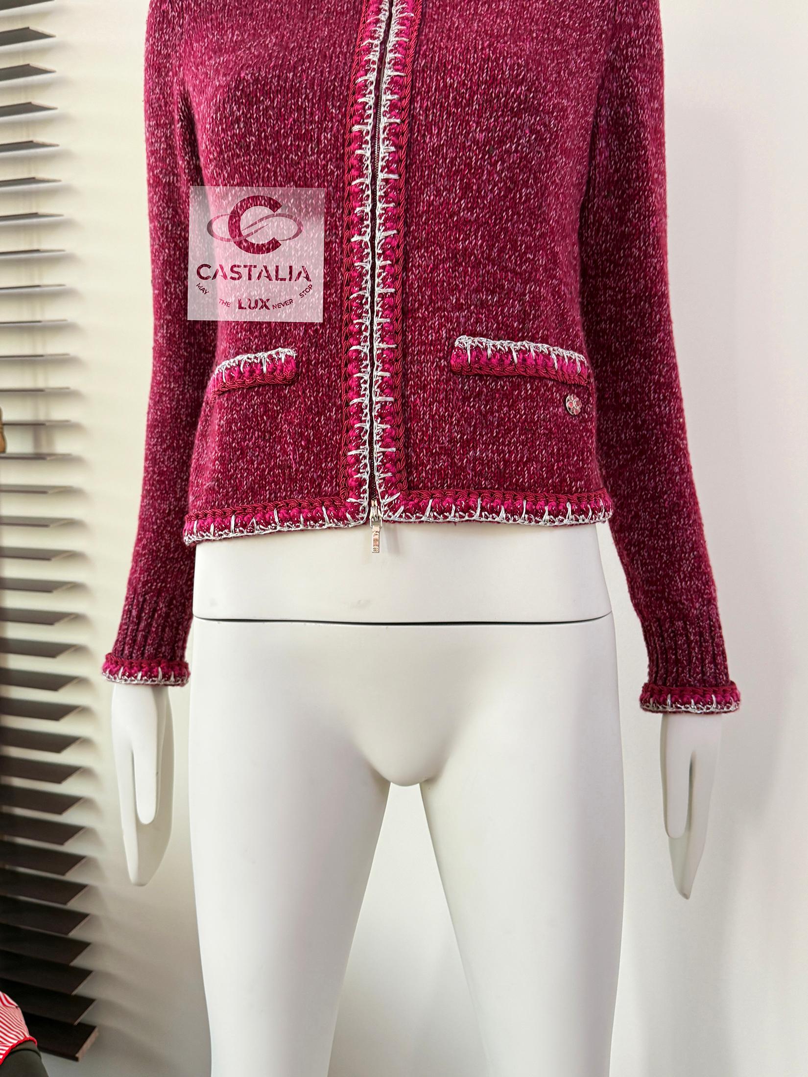Chanel Kristen Stewart Style Burgundy Cashmere Jacket 34 FR 11