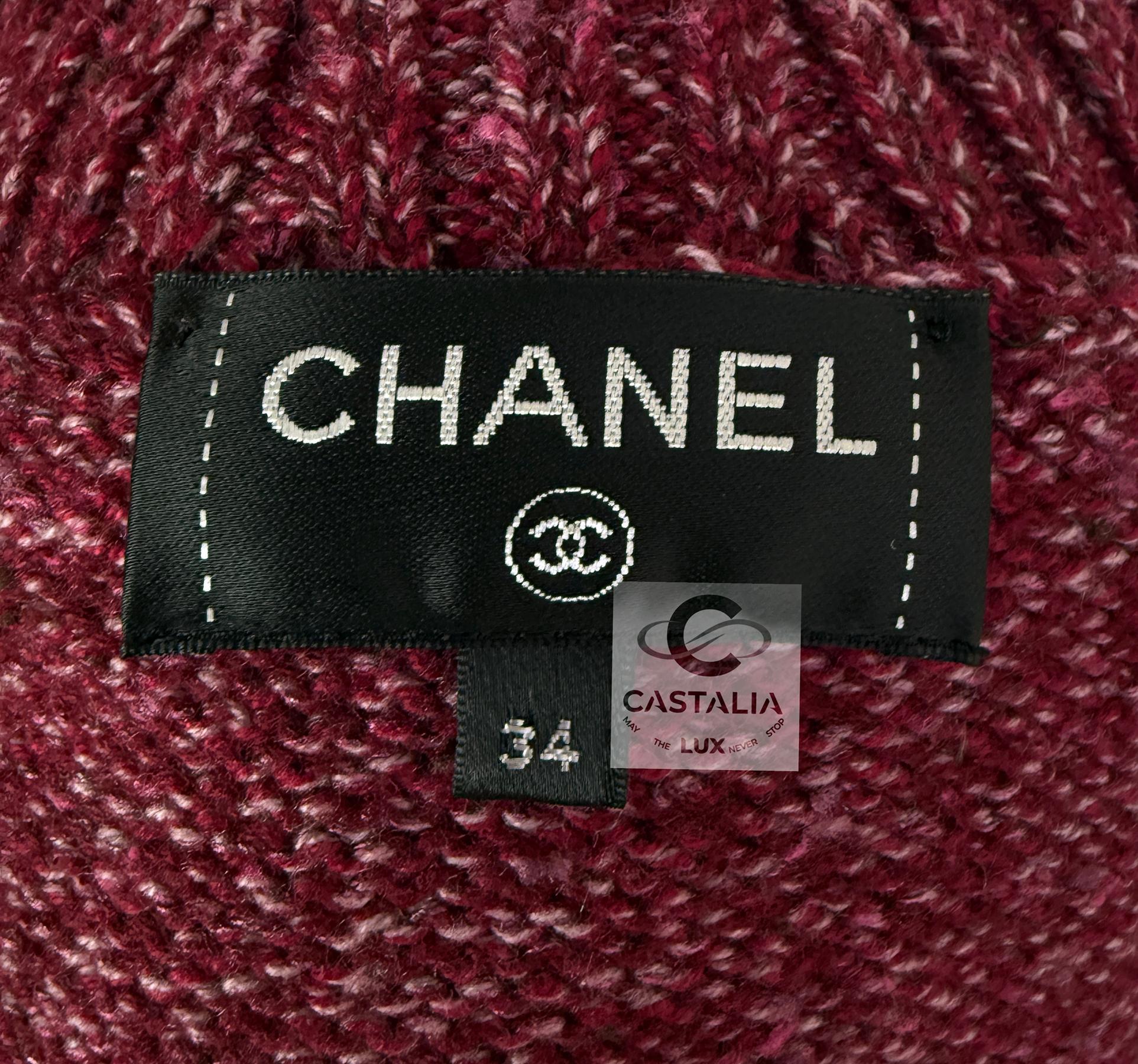 Chanel Kristen Stewart Style Burgundy Cashmere Jacket 34 FR 12