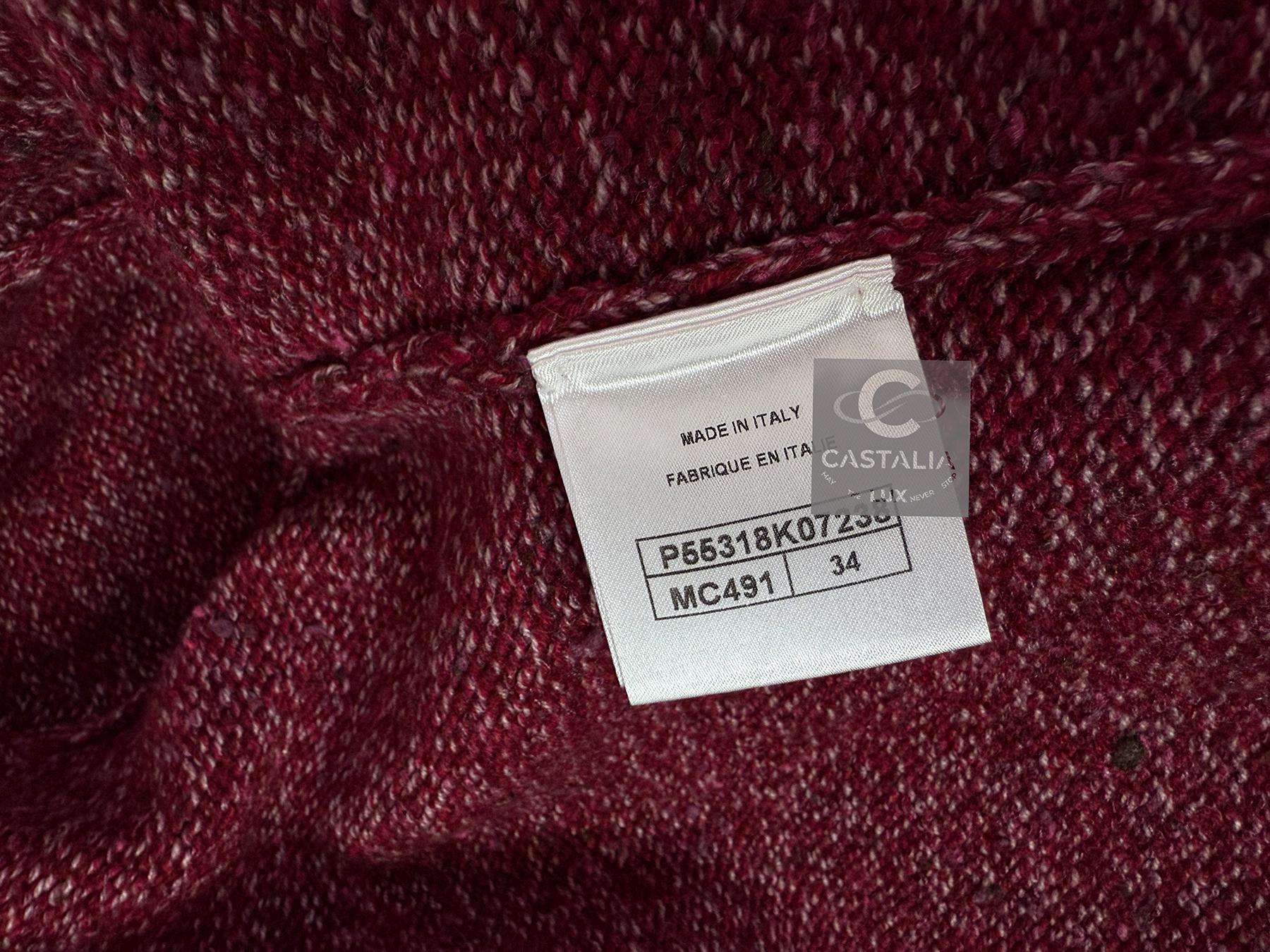 Chanel Kristen Stewart Style Burgundy Cashmere Jacket 34 FR 13