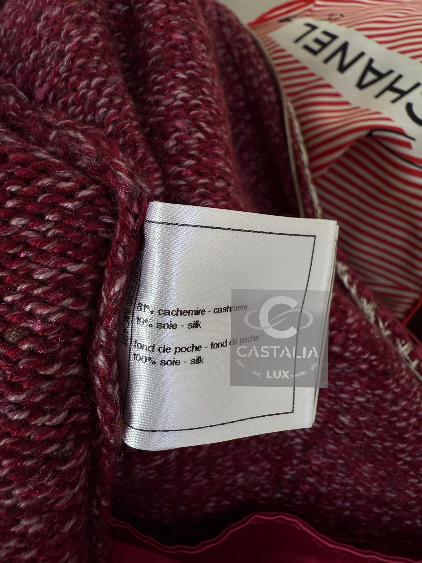 Chanel Kristen Stewart Style Burgundy Cashmere Jacket 34 FR 14