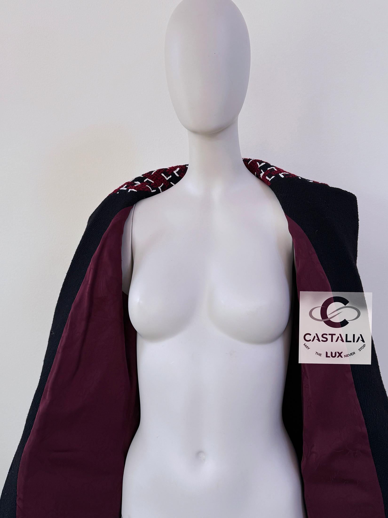 Chanel Kristen Stewart Style Burgundy Tweed Jacket 42 FR 14
