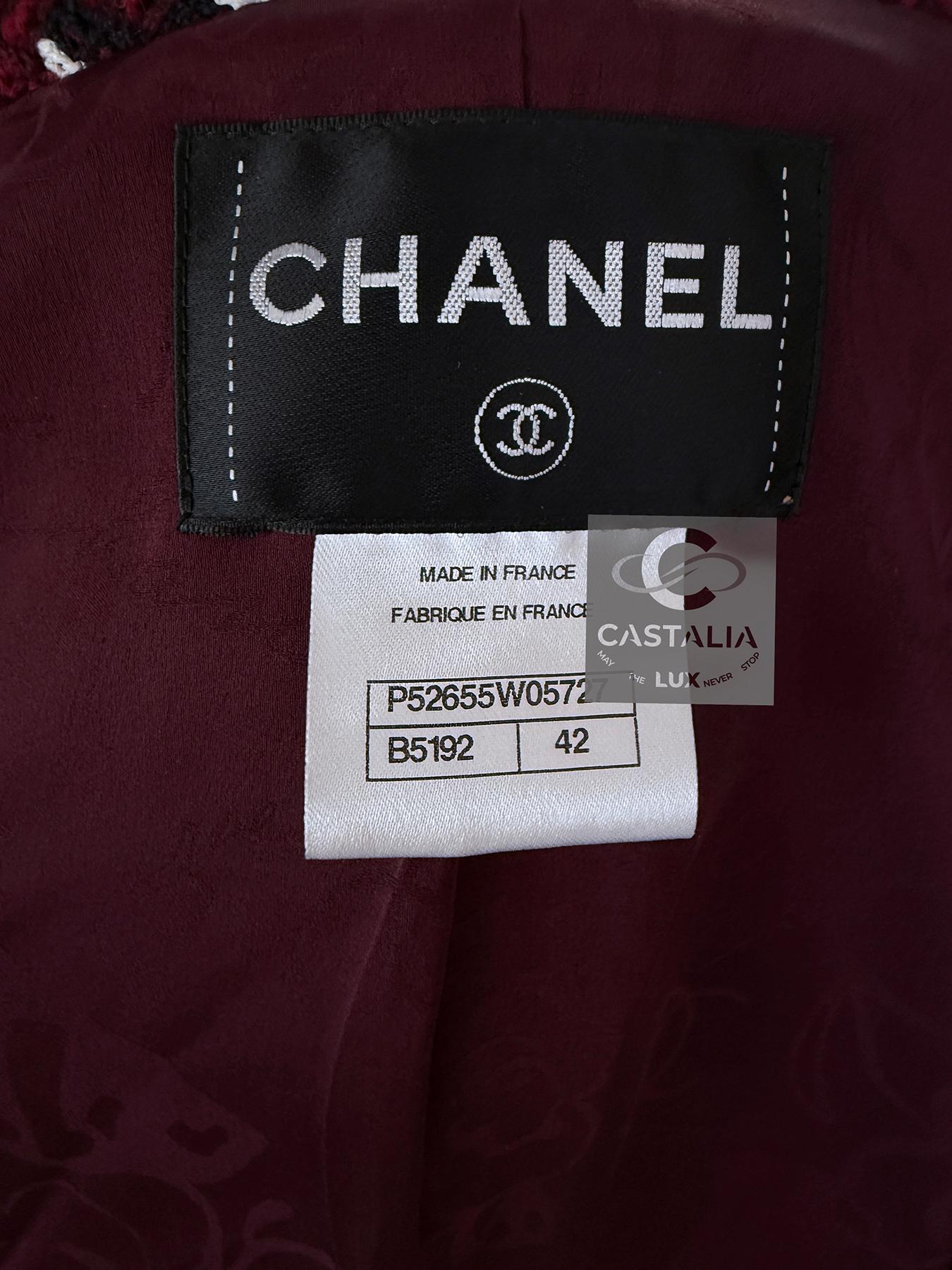 Chanel Kristen Stewart Style Burgundy Tweed Jacket 42 FR 15
