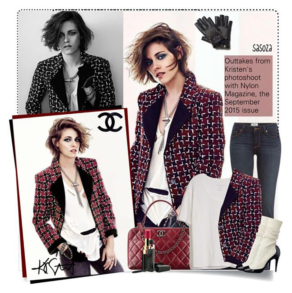 Chanel Kristen Stewart Style Burgundy Tweed Jacket 42 FR 2