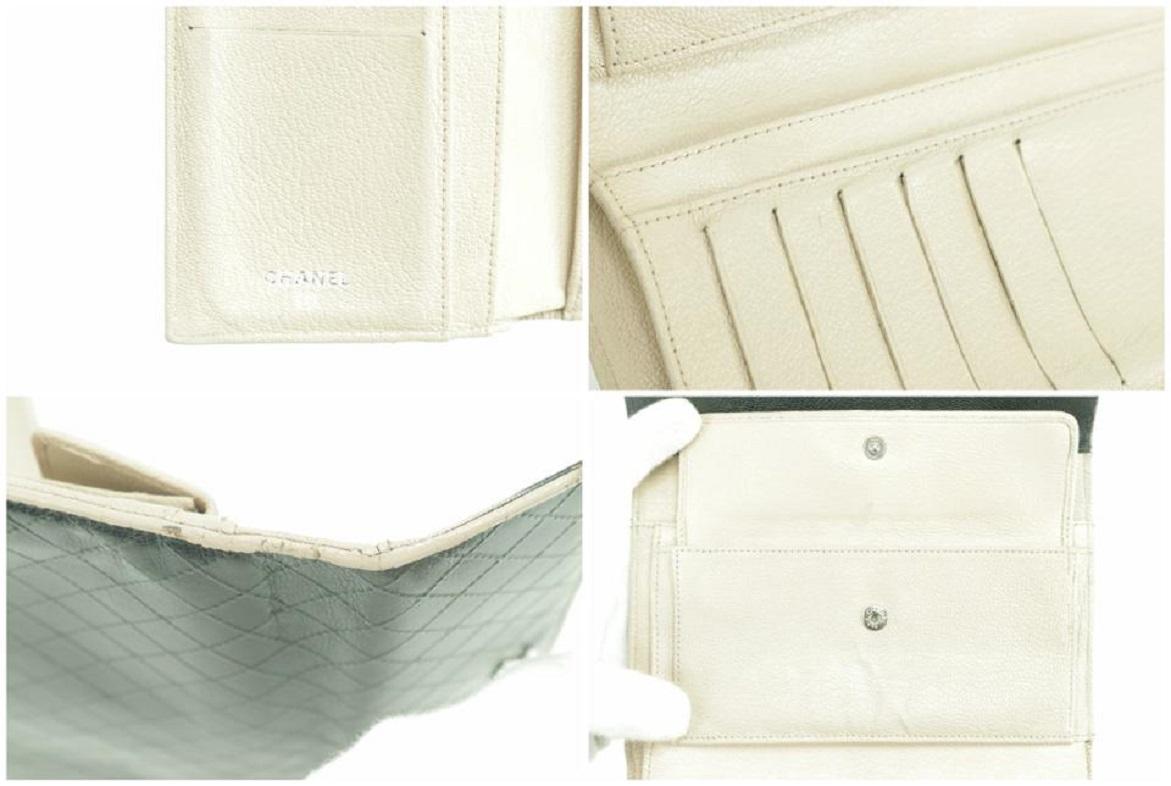 Gray Chanel L 22ck0109 Quilted Bicolor Black Beige Long Snap L-gusset Wallet