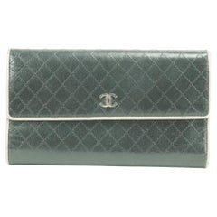 Vintage Chanel L 22ck0109 Quilted Bicolor Black Beige Long Snap L-gusset Wallet