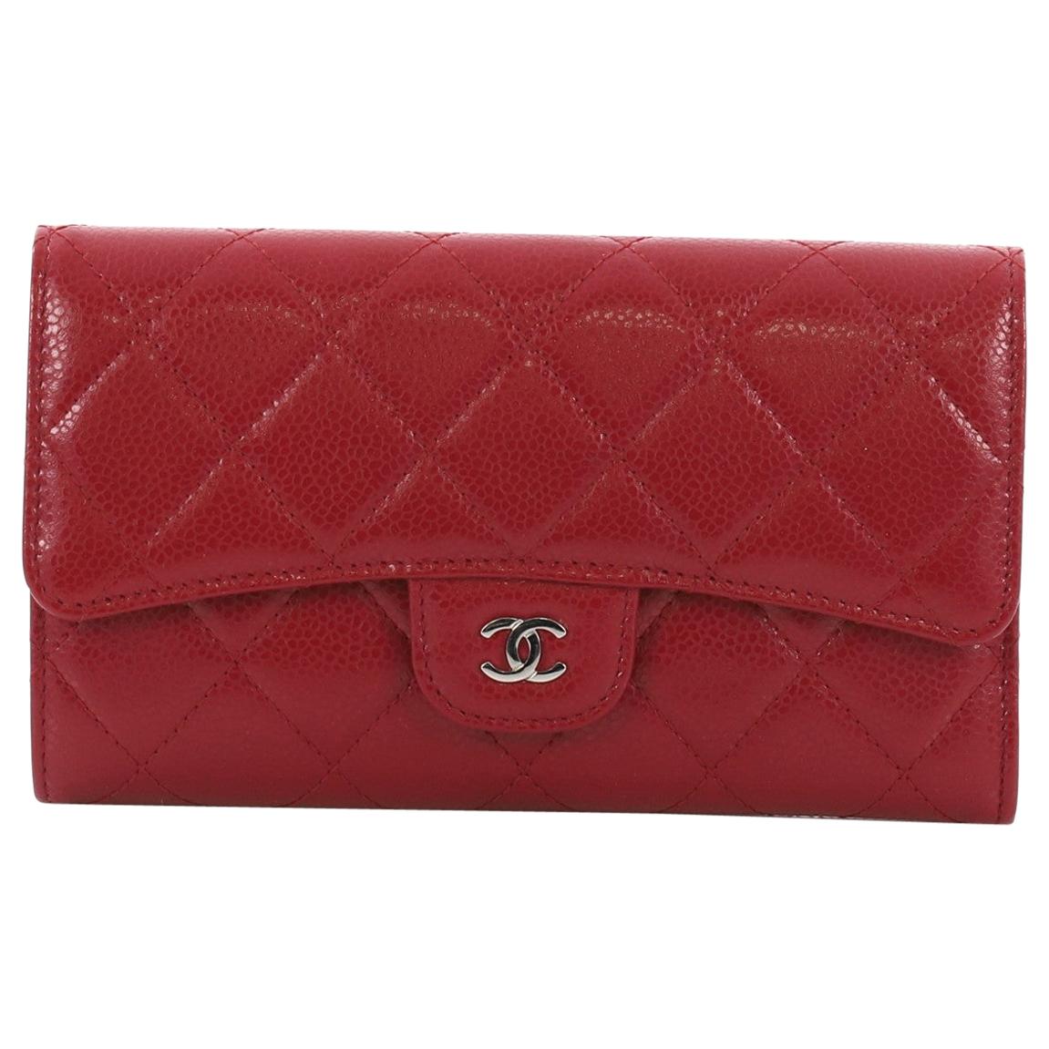 Chanel L-Flap Wallet Quilted Caviar Long