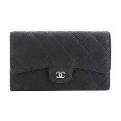 Chanel L-Flap Wallet Quilted Matte Caviar Long