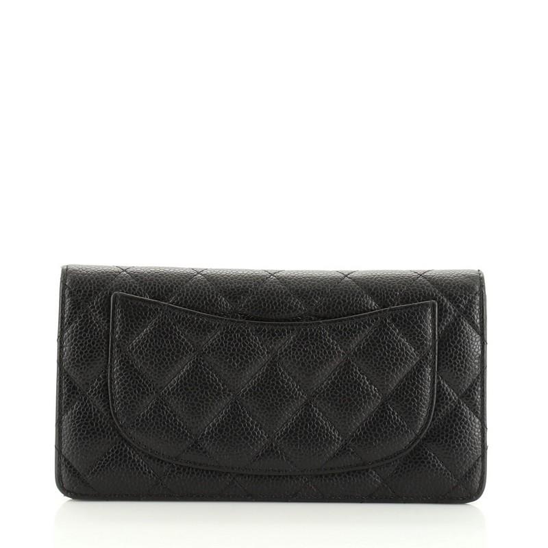 Black  Chanel L-Yen Wallet Quilted Caviar