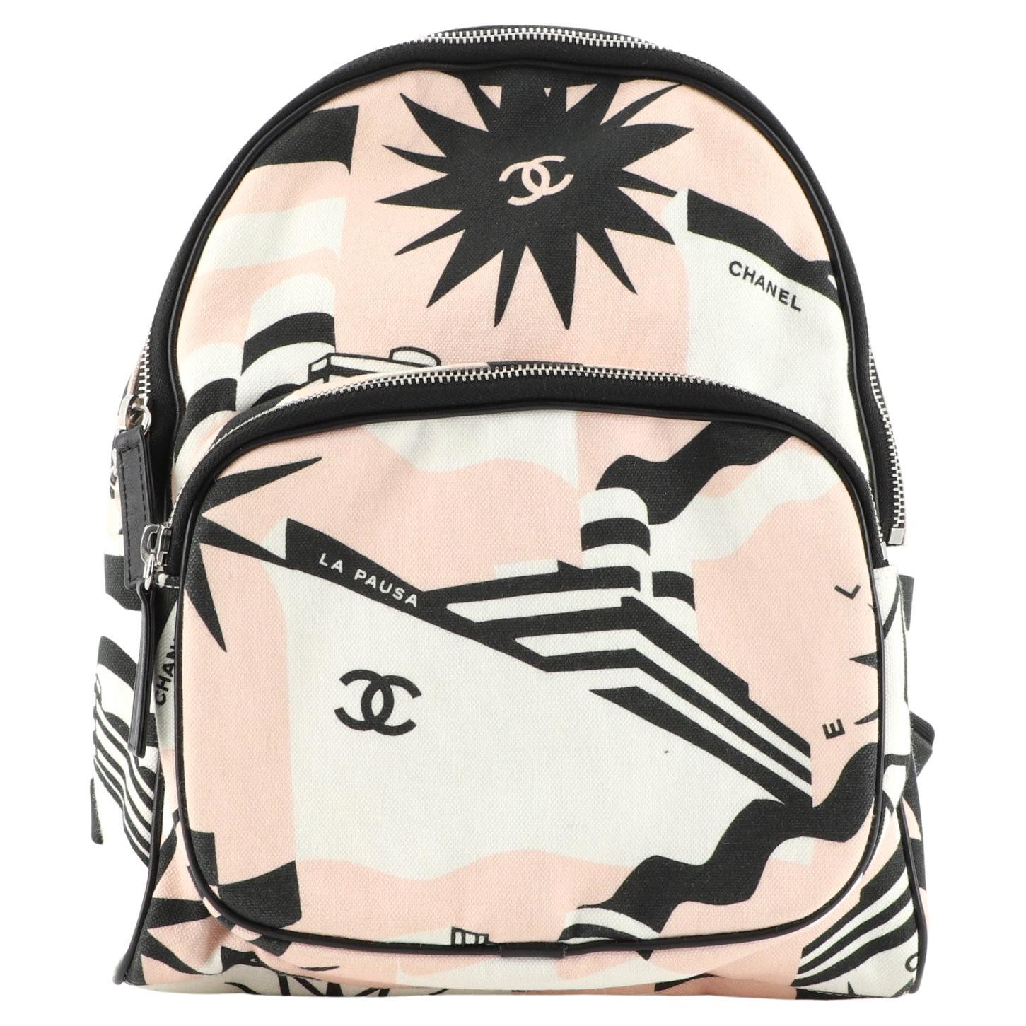 2014 Chanel Beige Canvas Spring 2014 'Act 2' Medium Graffiti Backpack
