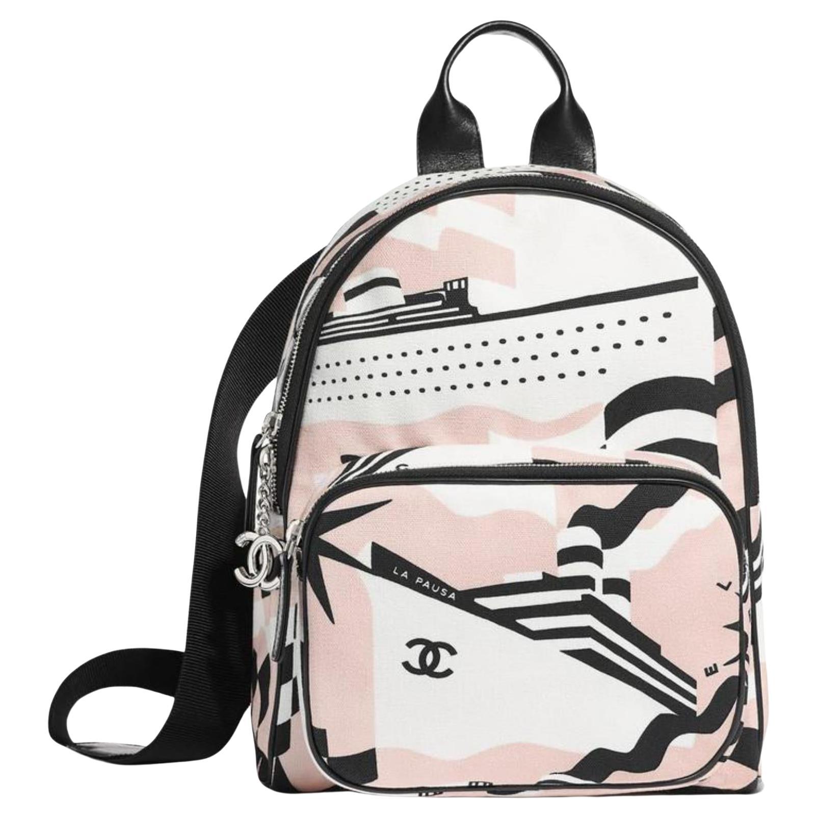 Chanel La Pausa Bay Printed Canvas Medium Backpack Limited Cruise s214ca74 For Sale