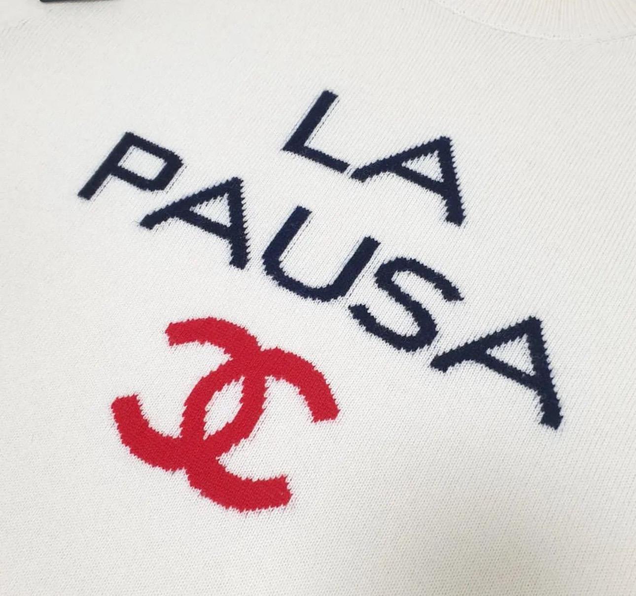 Chanel La Pausa Crew Neck Sweater Jumper  In Excellent Condition For Sale In Krakow, PL