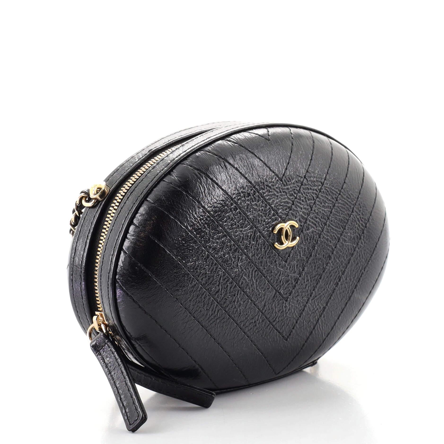 Black Chanel La Pausa Evening Bag Chevron Leather