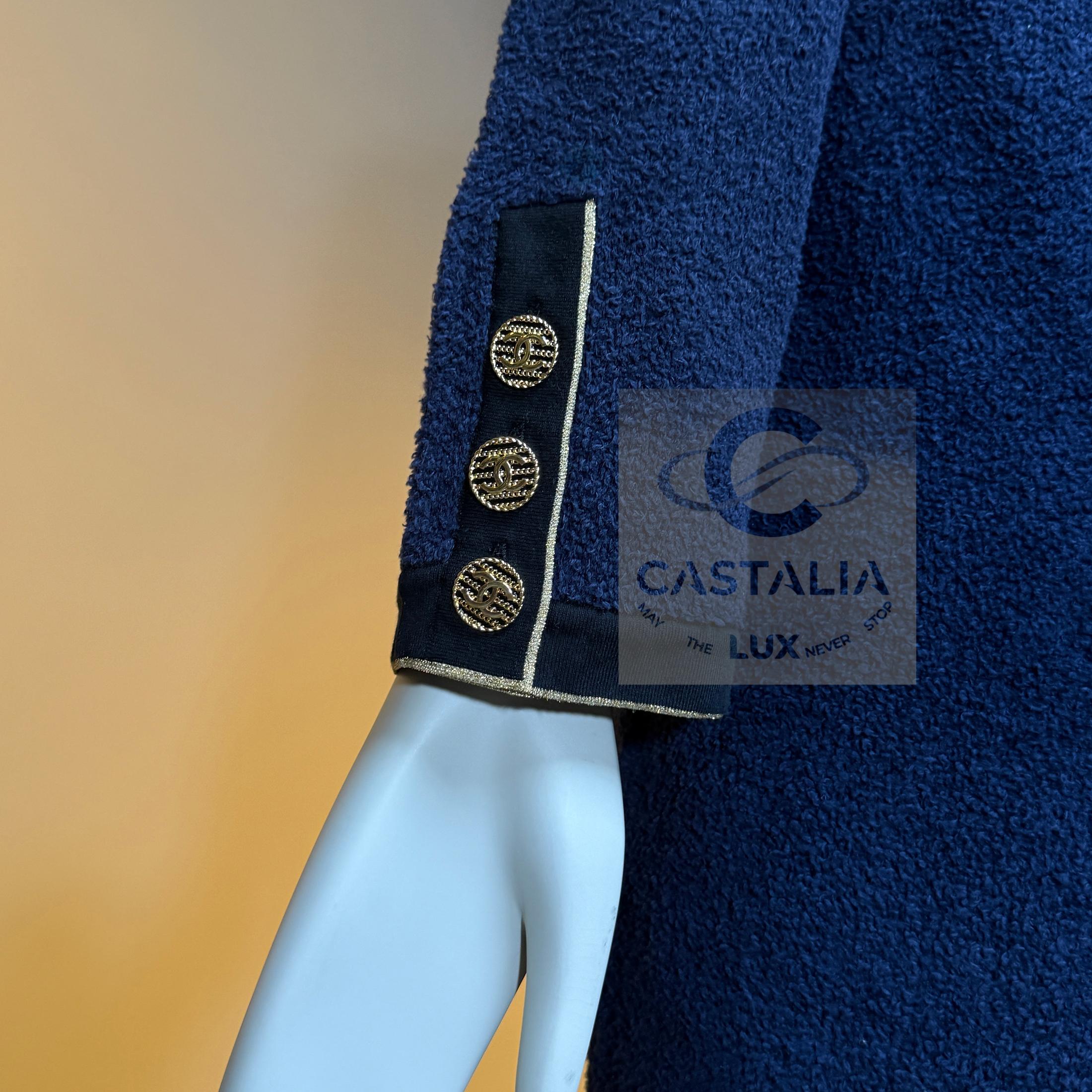 CHANEL La Pausa Luminarias Estilo Vestido Icónico Azul Marino 36 FR en venta 9