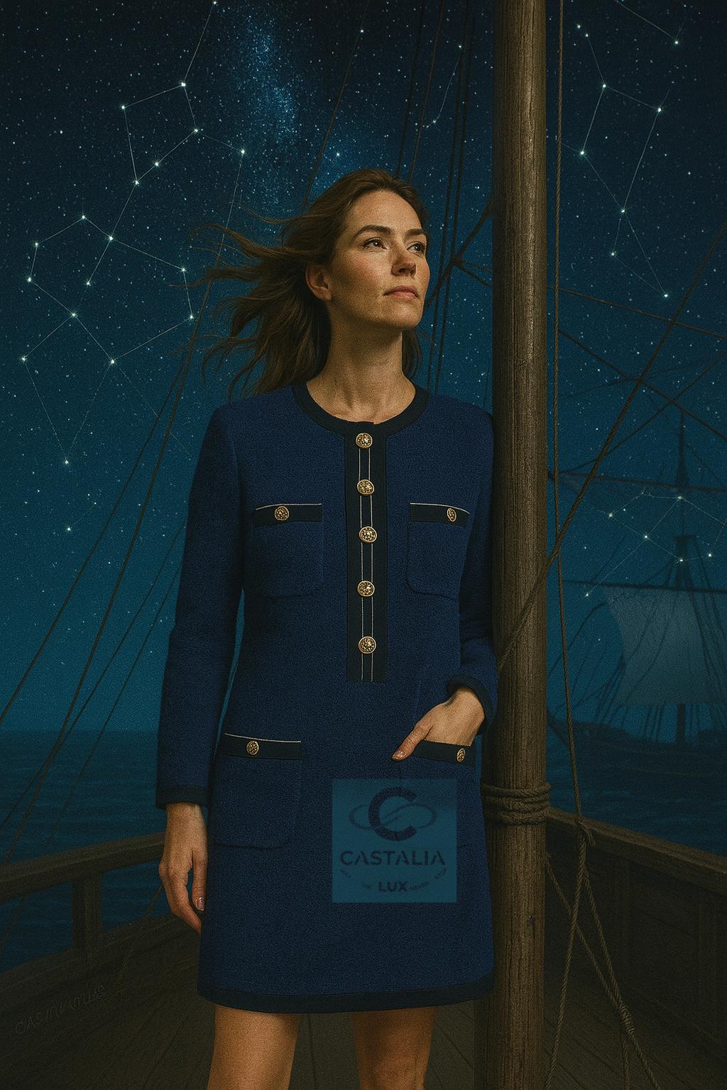 Femenino o masculino CHANEL La Pausa Luminarias Estilo Vestido Icónico Azul Marino 36 FR en venta