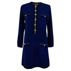 CHANEL La Pausa Luminarias Estilo Vestido Icónico Azul Marino 36 FR