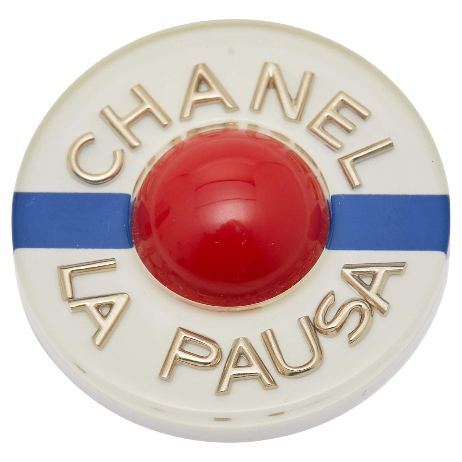 Chanel La Pausa Platic Resin Gold Tone Brooch For Sale