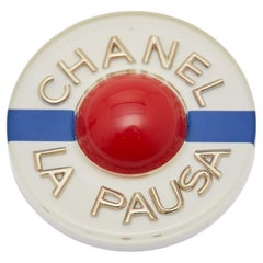 Used Chanel La Pausa Platic Resin Gold Tone Brooch