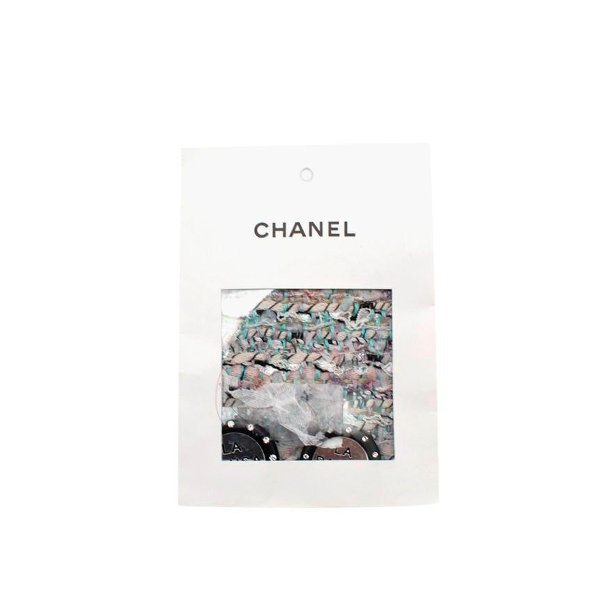 Chanel La Pausa Resort Blue Grey Tweed Collarless Jacket For Sale 2
