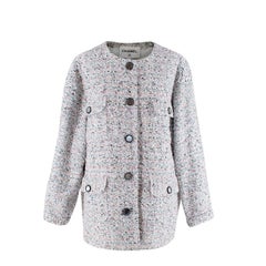 Chanel La Pausa Resort Blue Grey Tweed Collarless Jacket