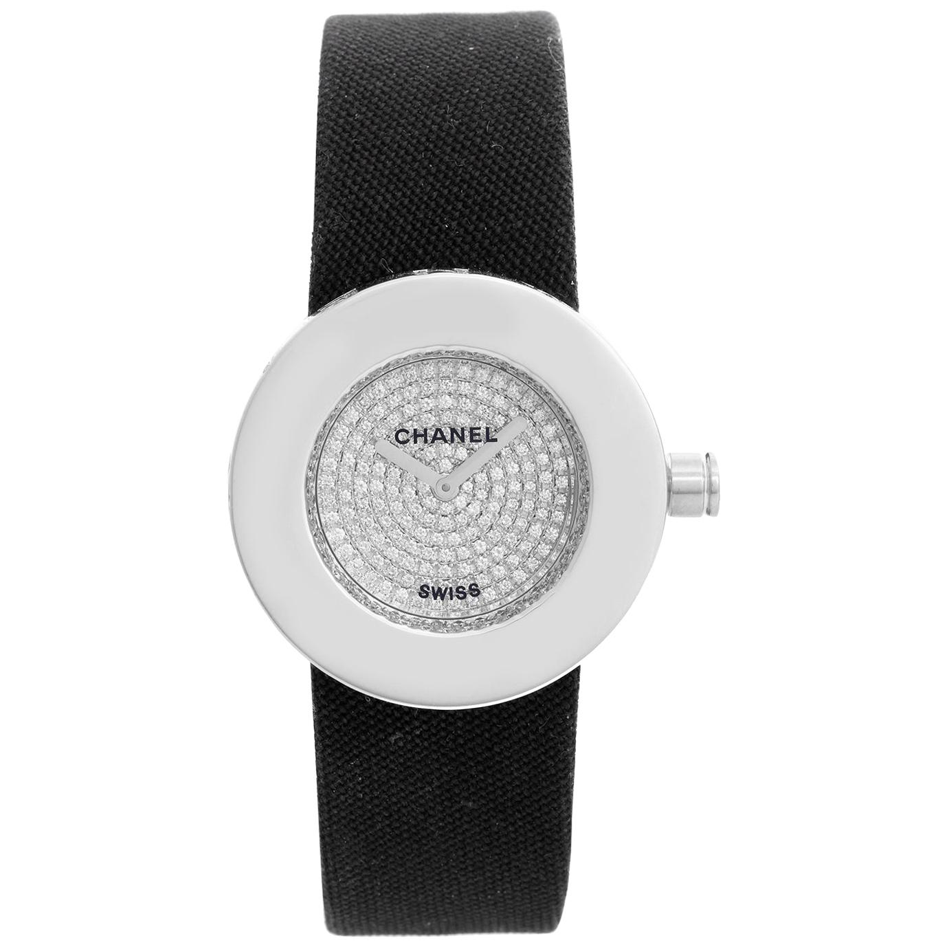 Chanel La Ronde 18 Karat White Gold Diamond Watch For Sale