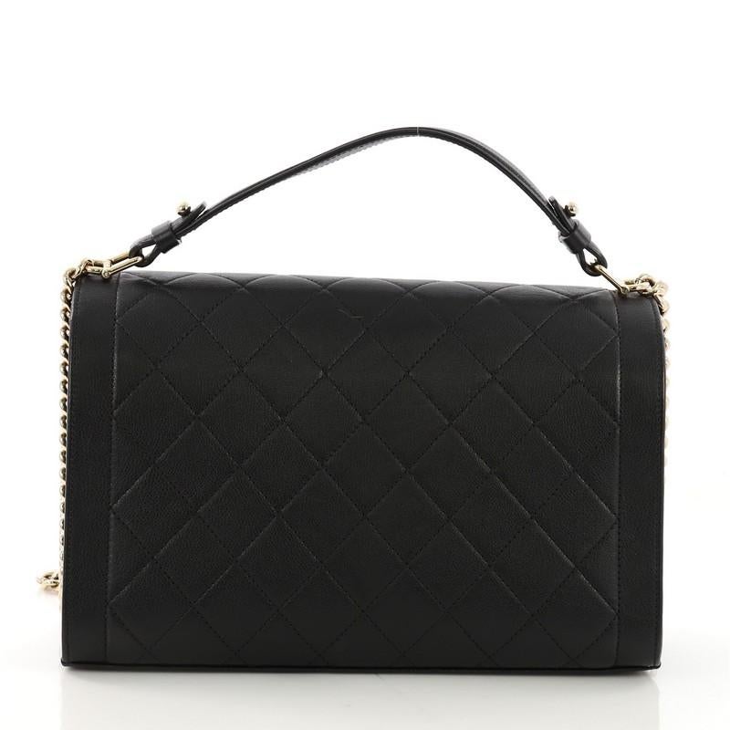 Chanel Label Click Flap Bag Quilted Calfskin Large In Good Condition In NY, NY