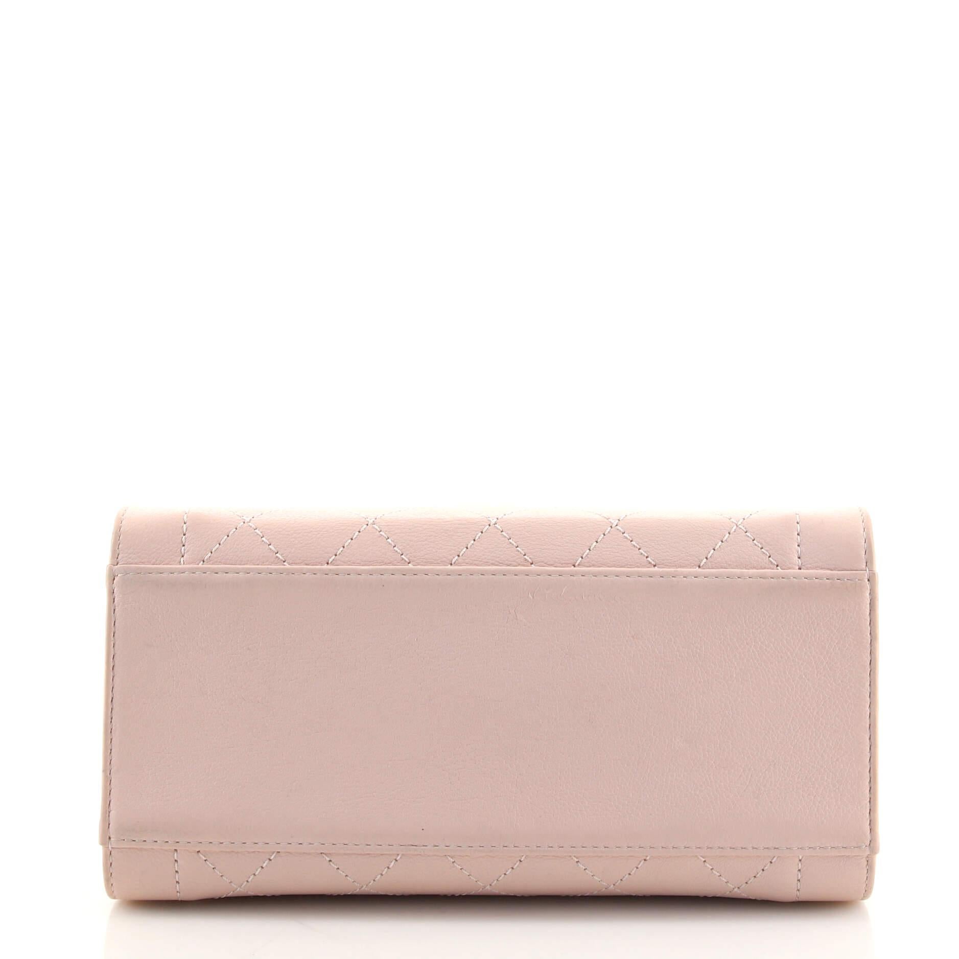 White Chanel Label Click Shopping Tote Quilted Calfskin Small