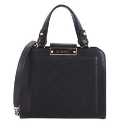 Chanel Label Click Shopping Tote Quilted Calfskin Small