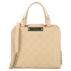 Chanel Label Click Shopping Tote Quilted Calfskin Small