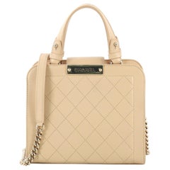 Chanel Label Click Shopping Tote Quilted Calfskin Small
