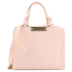 Chanel Label Click Shopping Tote Quilted Calfskin Small