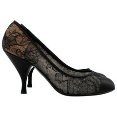 Chanel Lace And Satin Cap Toe Pumps 36.5
