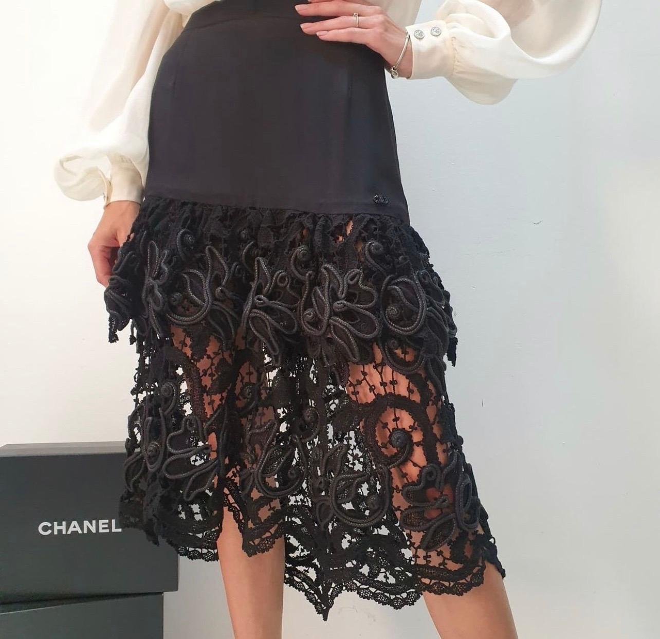 Chanel Lace Bottom Black Skirt 3