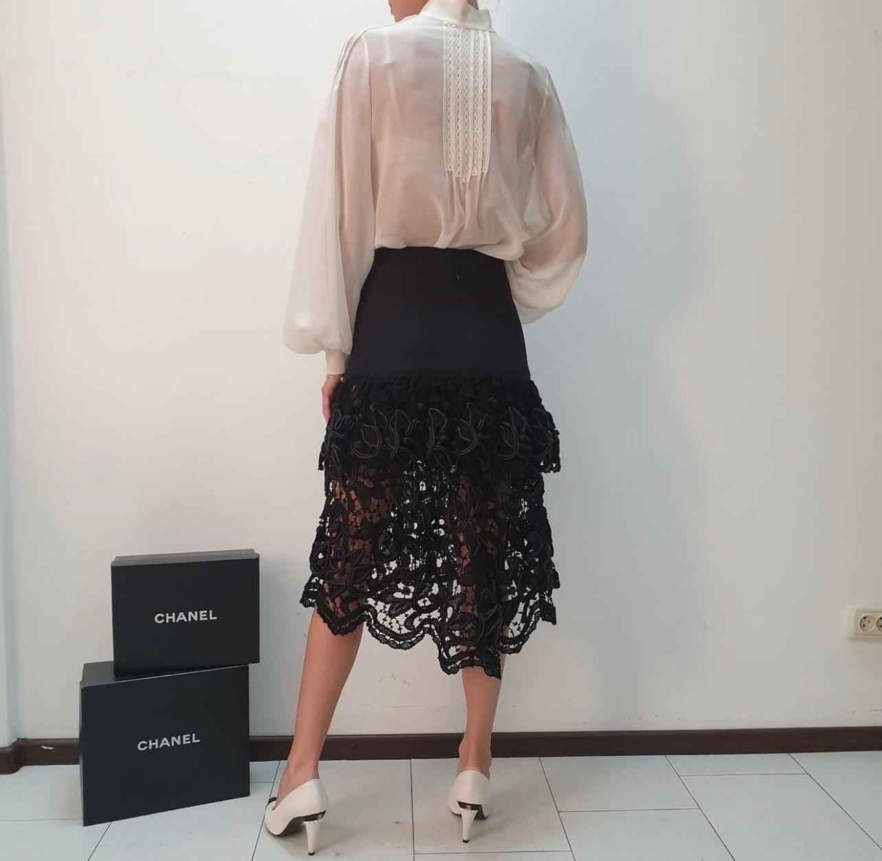 Chanel Lace Bottom Black Skirt 4