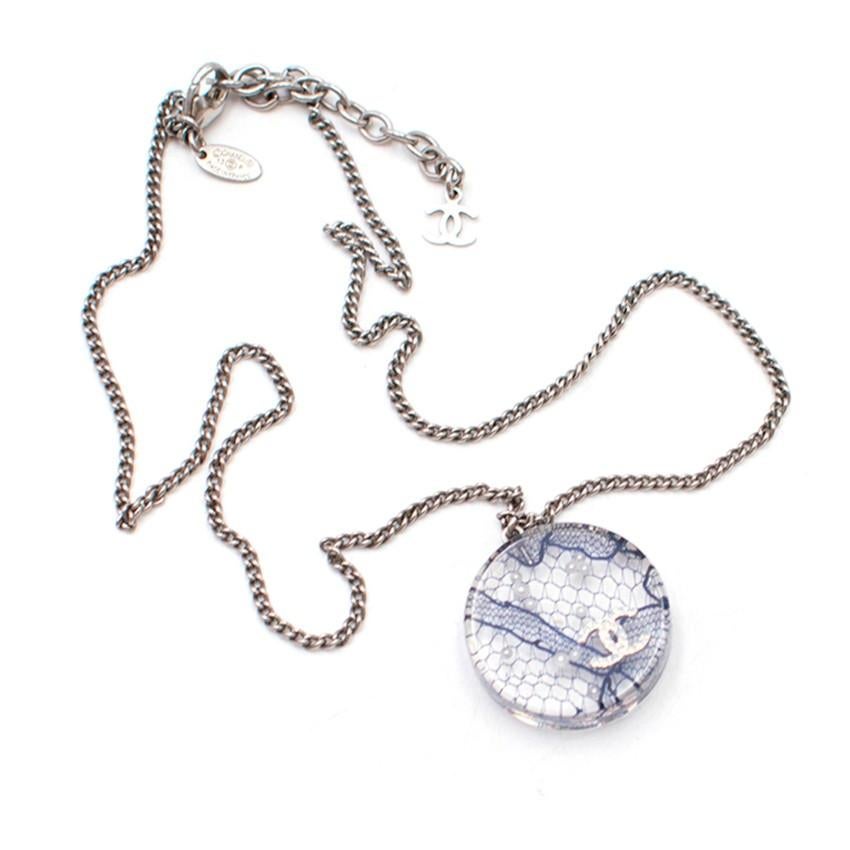 Chanel Lace CC Resin Pendant Necklace 3