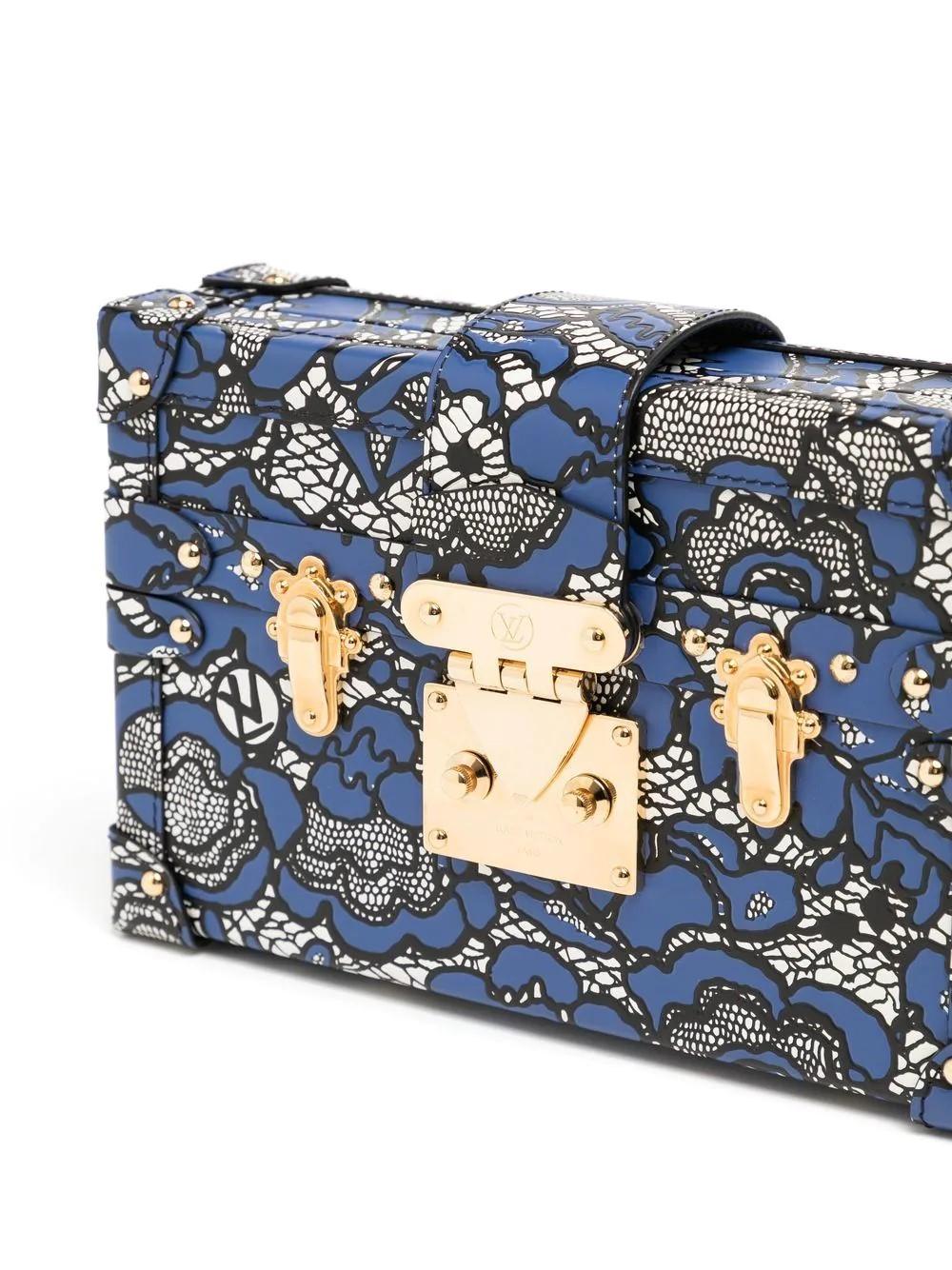 Black Chanel Lace Floral Petite Malle Bag