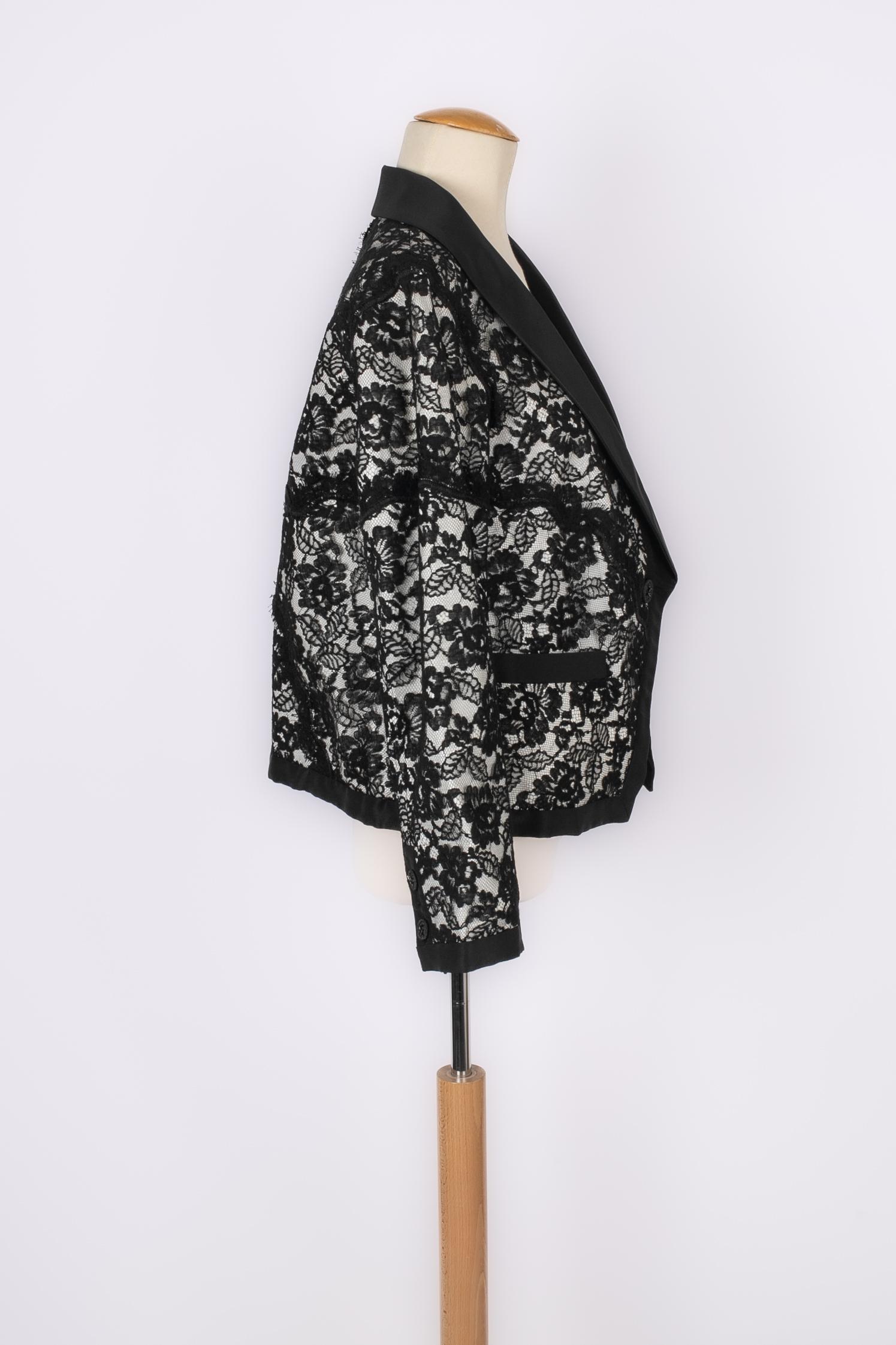Black Chanel lace jacket For Sale