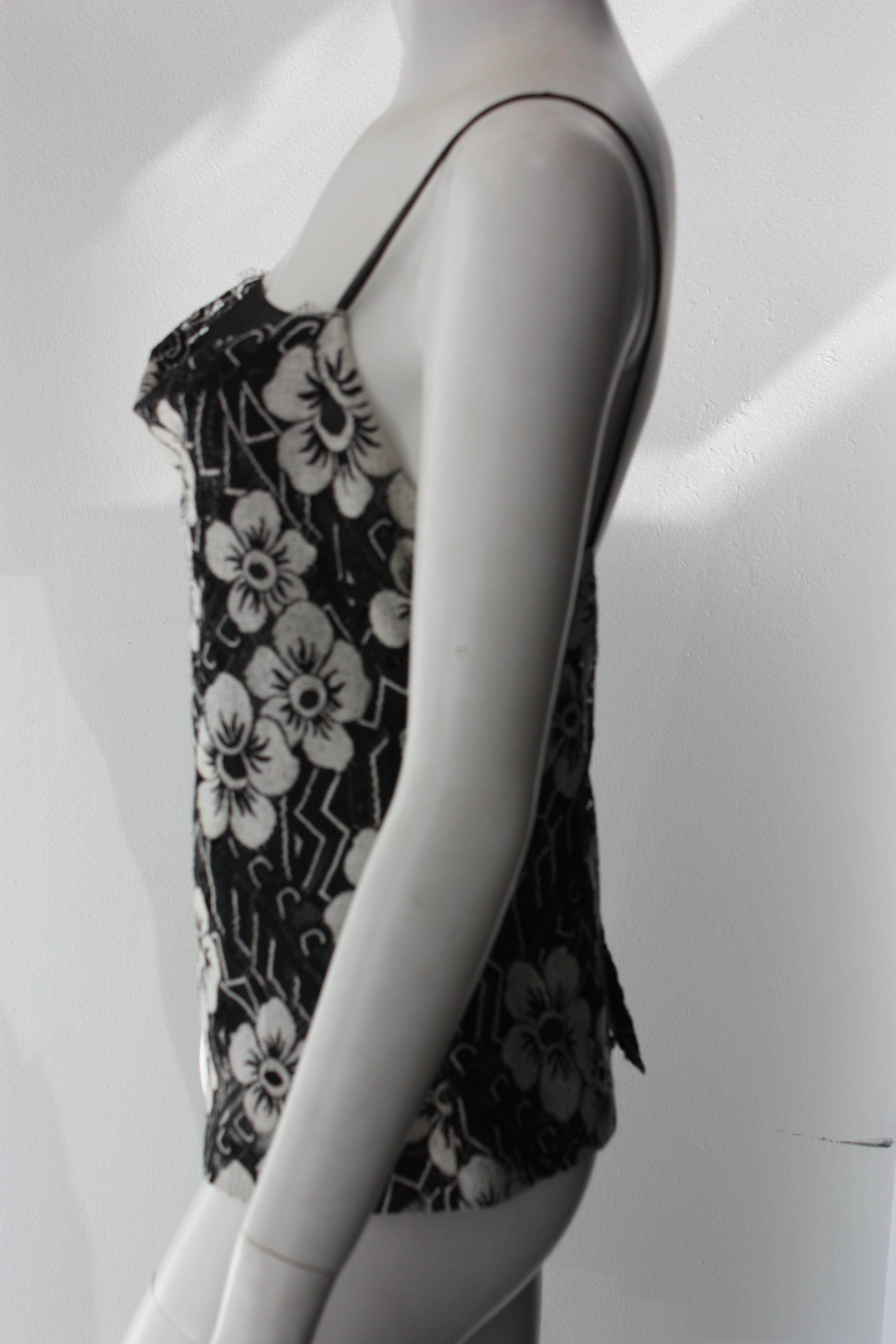 Chanel Black and White Floral Lace Top Size 40 *fits small 2