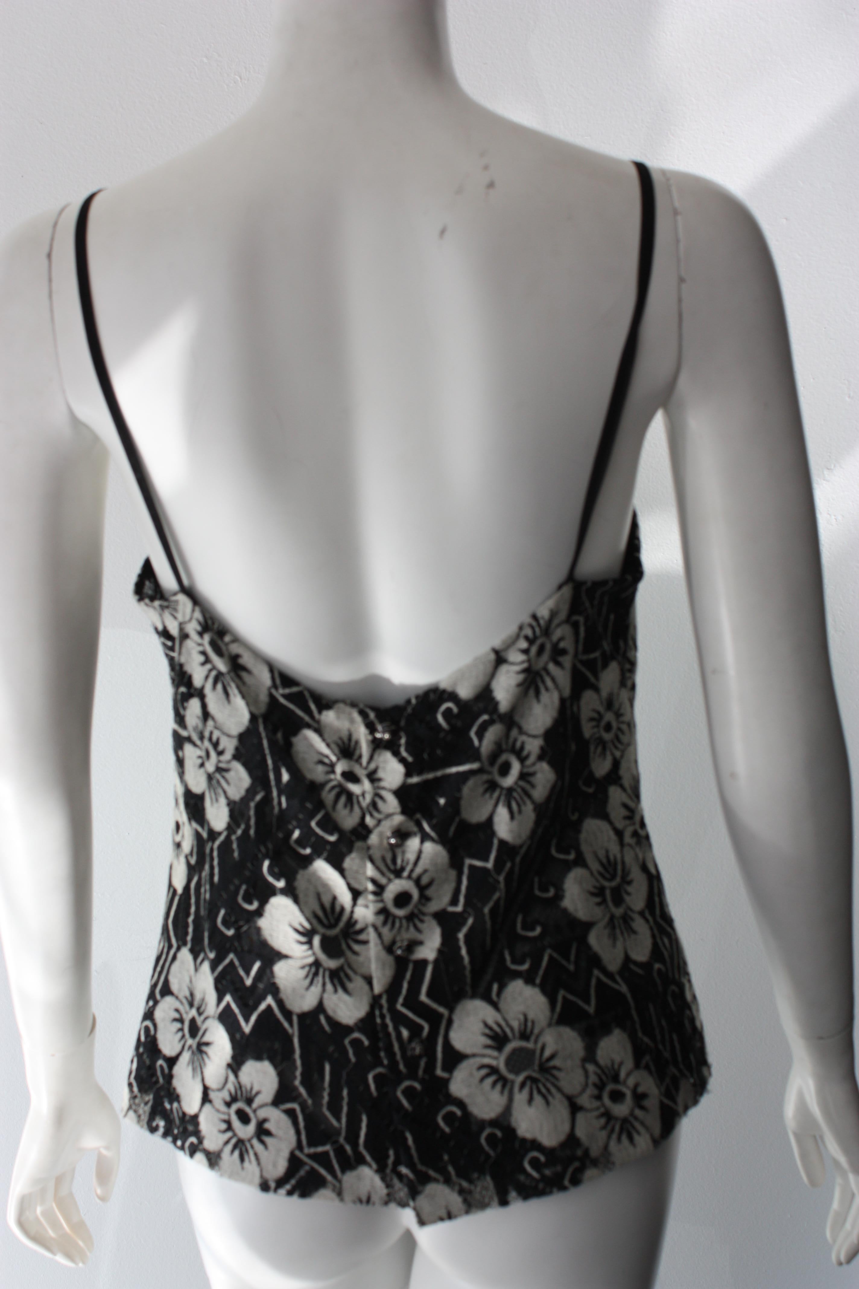 Chanel Black and White Floral Lace Top Size 40 *fits small 3