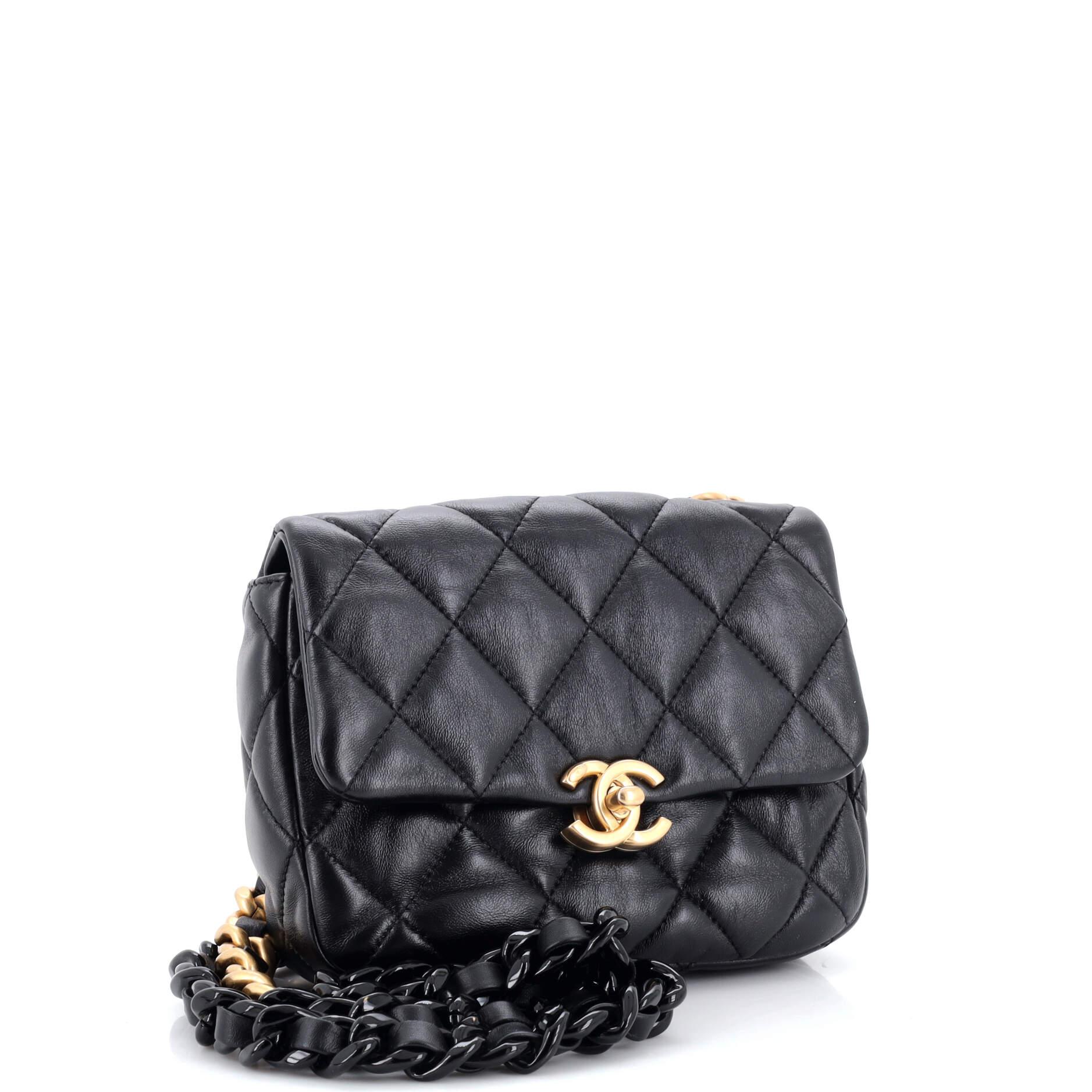 Chanel Lacquered Metal CC Flap Bag Quilted Lambskin Mini In Good Condition In NY, NY