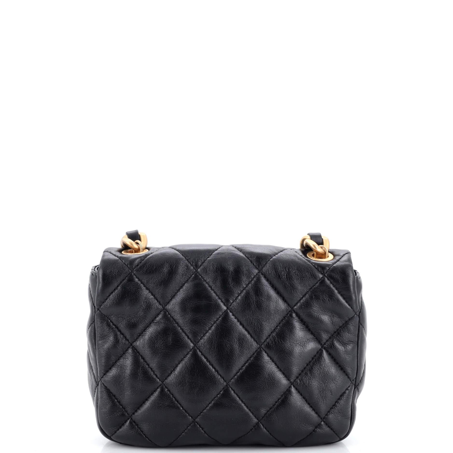 Women's Chanel Lacquered Metal CC Flap Bag Quilted Lambskin Mini