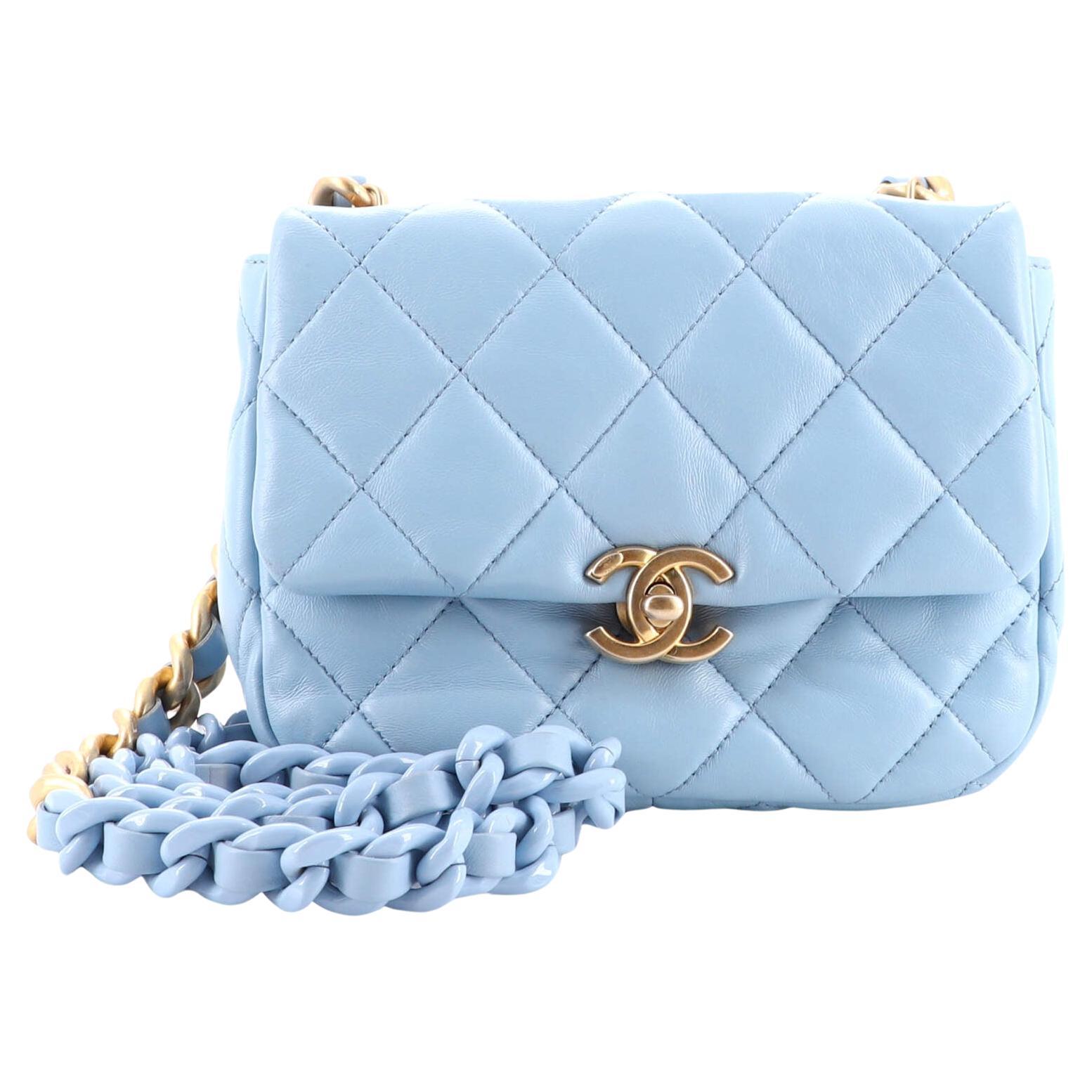 Chanel Lacquered Metal CC Flap Bag Quilted Lambskin Mini at 1stDibs