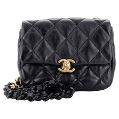 Chanel Lacquered Metal CC Flap Bag Quilted Lambskin Mini