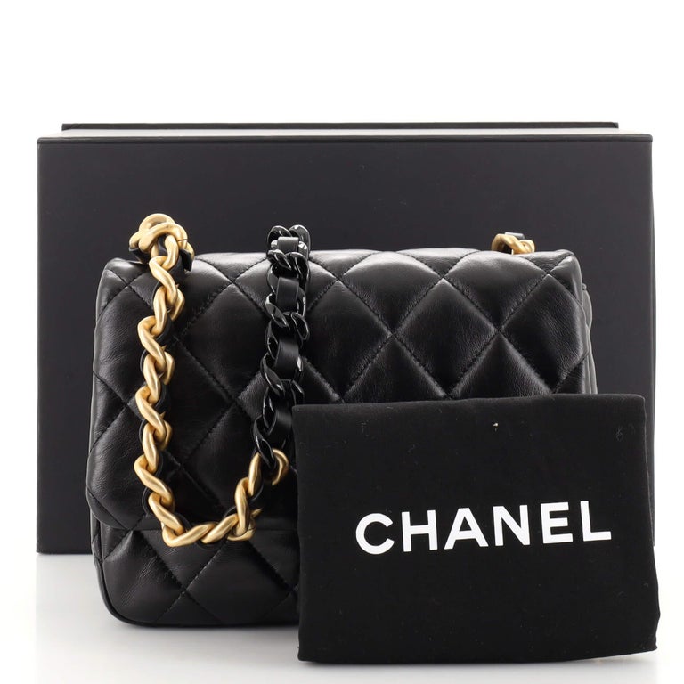 CHANEL Lambskin Quilted Small Lacquered Chain Flap Red 1000587